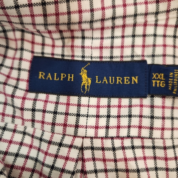 Ralph Lauren Shirt Mens XXL White Gingham Long Sleeve Flesh Pony Cotton NWOT - Picture 8 of 11